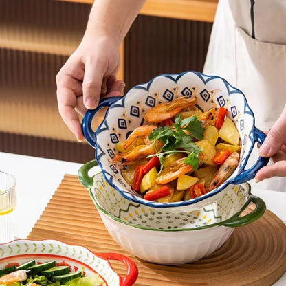 Large Capacity Ceramic Soup Bowl with Handle – 1L