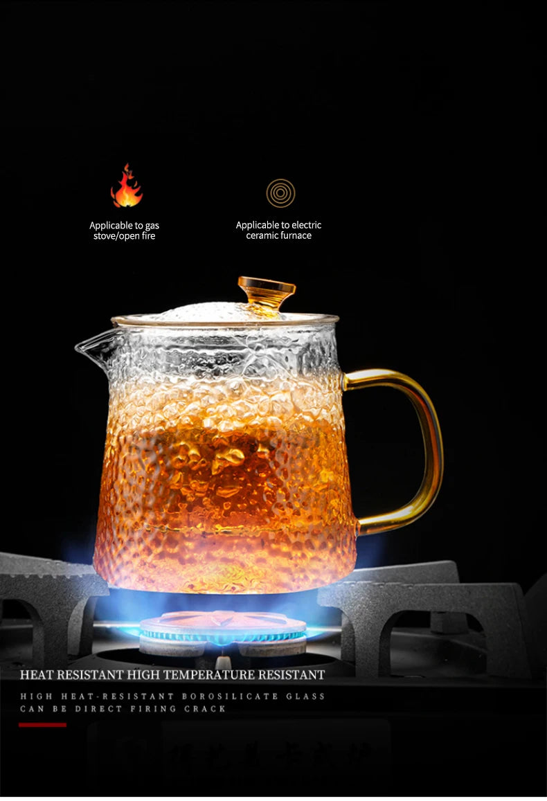 High-Quality Heat Resistant Glass Teapot – Borosilicate Glass with Colored Knob