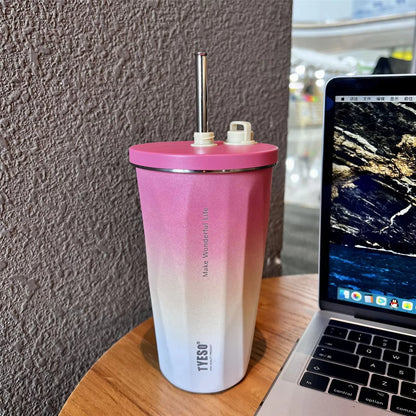 600ML Thermos Stainless Steel Vacuum Insulated Travel Mug | Gradient Color Thermal Cup