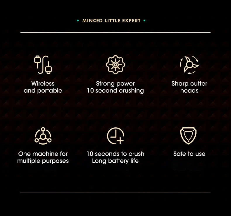 250ml Garlic Masher Crusher Electric Kitchen Food Chopper USB Portable