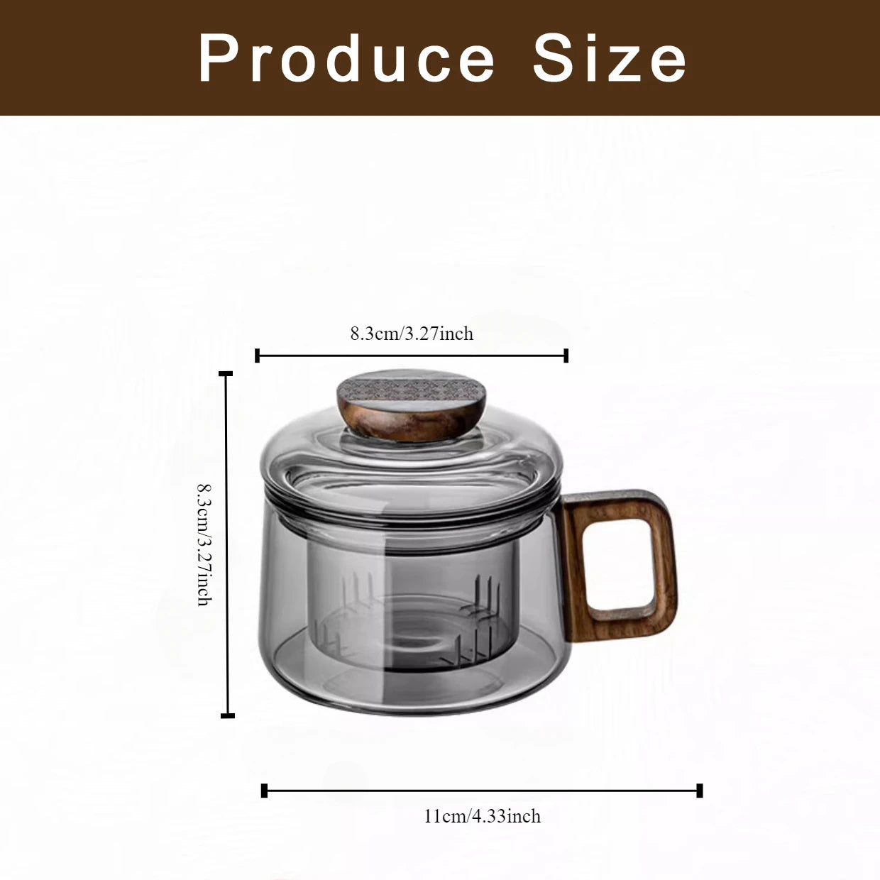 200ml Wooden Handle Glass Tea Cup with Lid & Filter – Heat-Resistant Glass Teacup with Tea Strainer