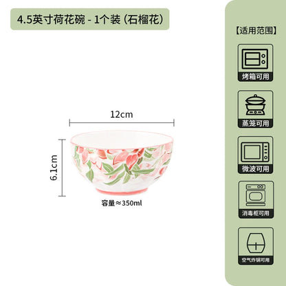 Hand-Painted floral design Ceramic - soup - snack- dessert Bowl