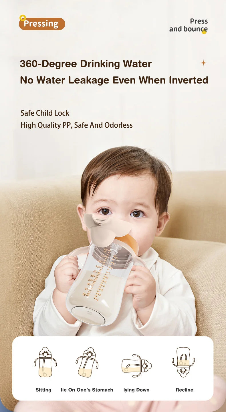 Portable Baby Water Bottle 300ml – Baby Feeding Cup with Straw