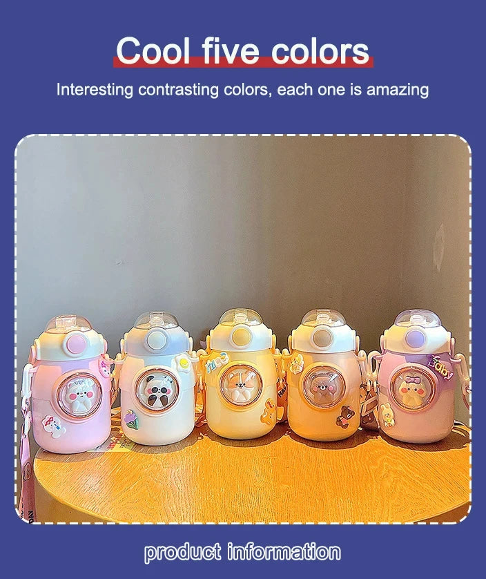 Thermos bottle-Thermal Insulated Bottle with build-n straw and strap