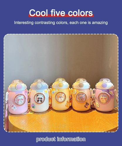 Thermos bottle-Thermal Insulated Bottle with build-n straw and strap