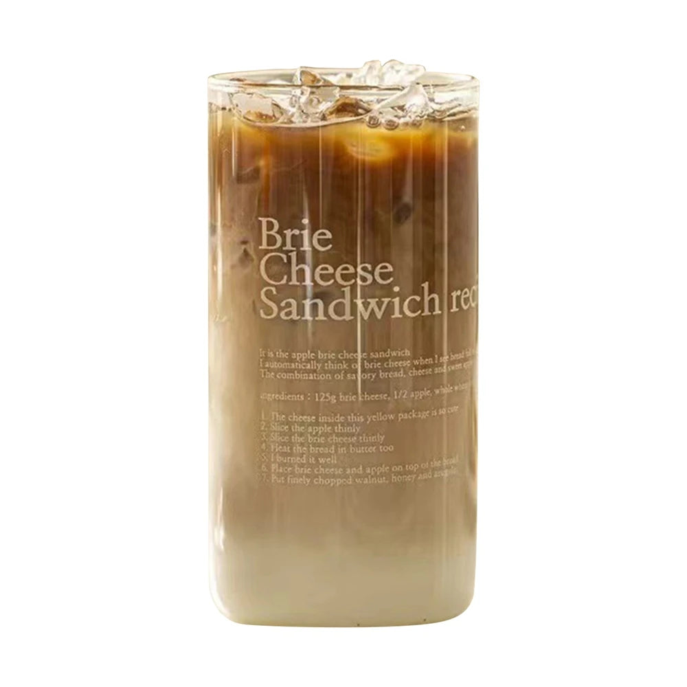 350/500/550/750ML Can-Shaped Glass Cups with Bamboo Lids & Glass Straws