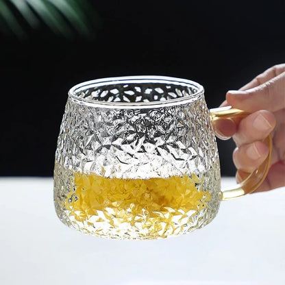 350ml / 400ml Hammer Pattern Coffee & Tea Cup – Heat Resistant Glass Mug