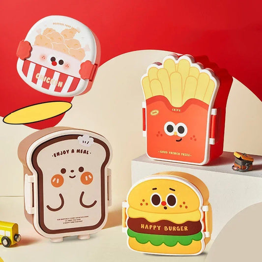 Kids Creative Lunch Boxes-hamburger, fries, and toast shapes