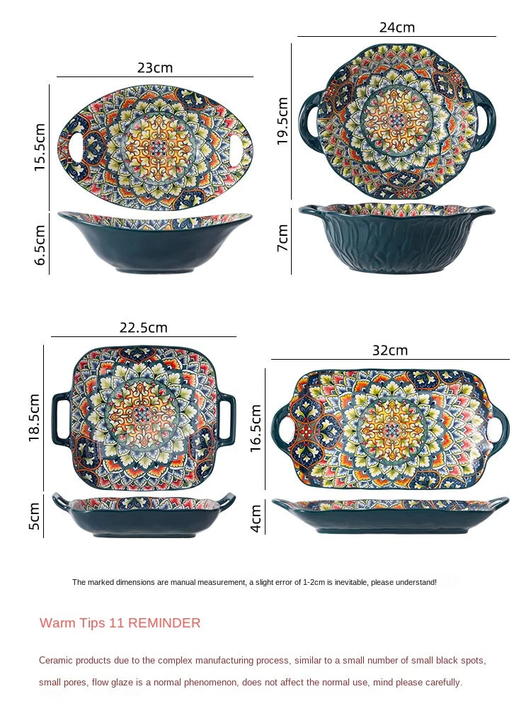 Bohemian Retro pattern Ceramic Dinnerware – Plates & Bowls
