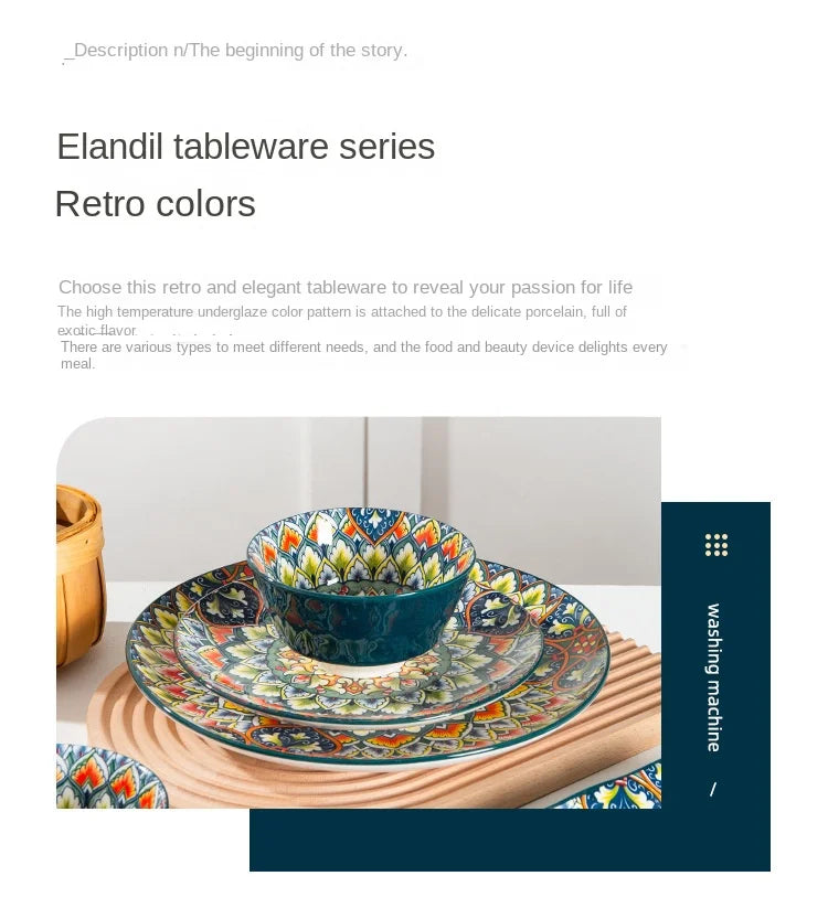 Bohemian Retro pattern Ceramic Dinnerware – Plates & Bowls