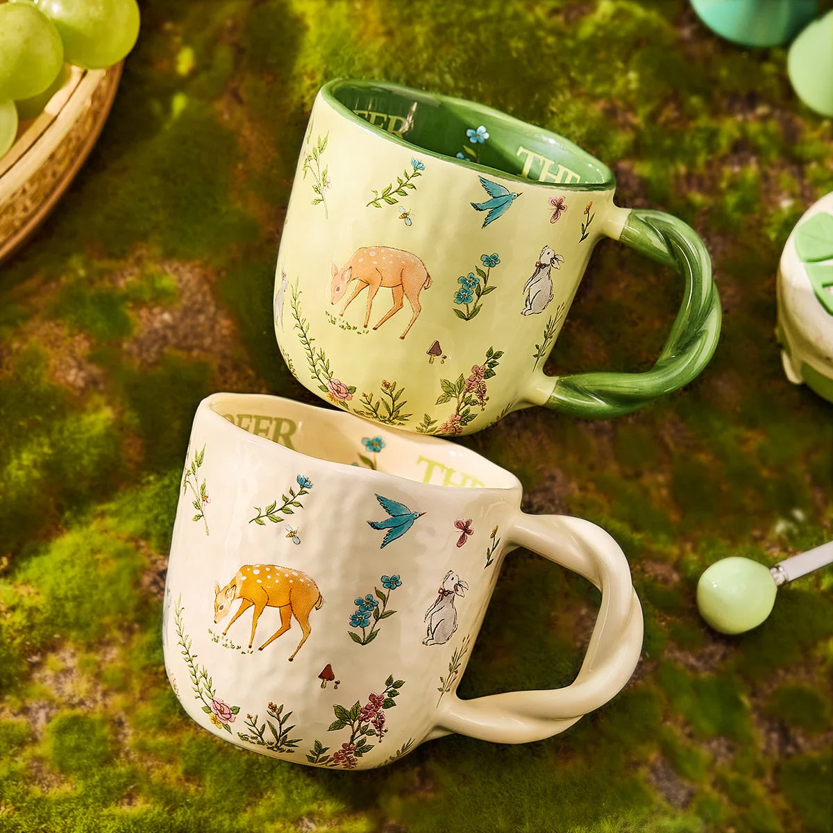 Cute Ceramic Cup with Creative Fried Dough Twist Handle