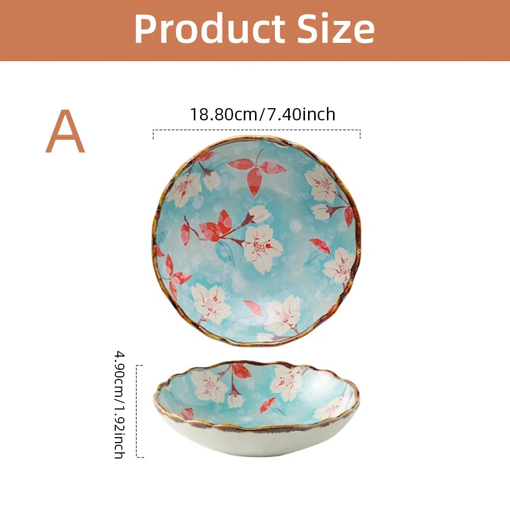 Beautiful Ceramic Pottery Bowl – Floral Rustic Pattern with Handle (7.5 Inch)