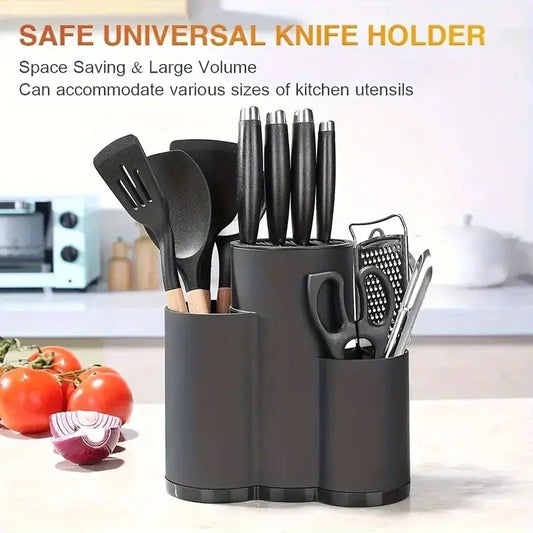 Three In One Universal Knife Holder Kitchen Rack Black