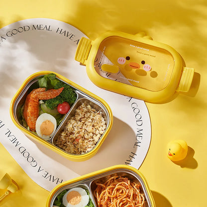 2 compartments stainless steel cute Bento box-Lunch box
