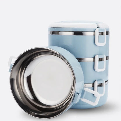 Multi-layer Thermal Lunch Box Stackable Round Metal Stainless Steel container