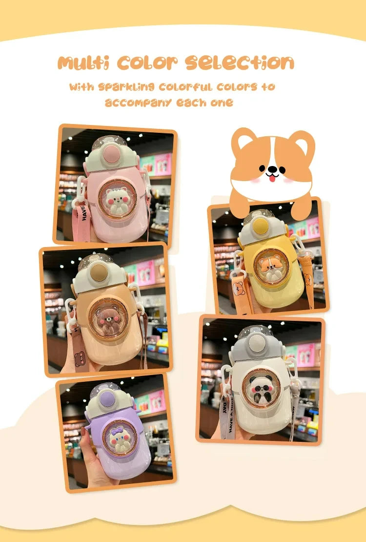 Thermos bottle-Thermal Insulated Bottle with build-n straw and strap