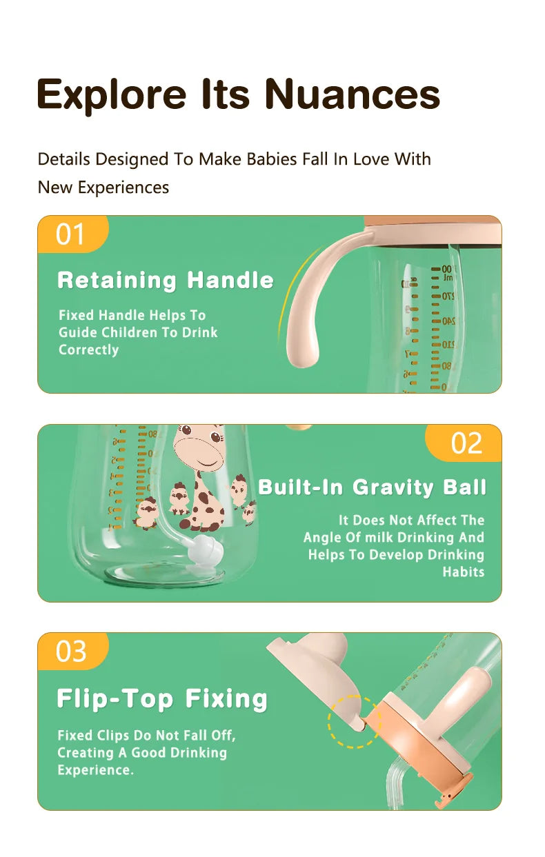 Portable Baby Water Bottle 300ml – Baby Feeding Cup with Straw