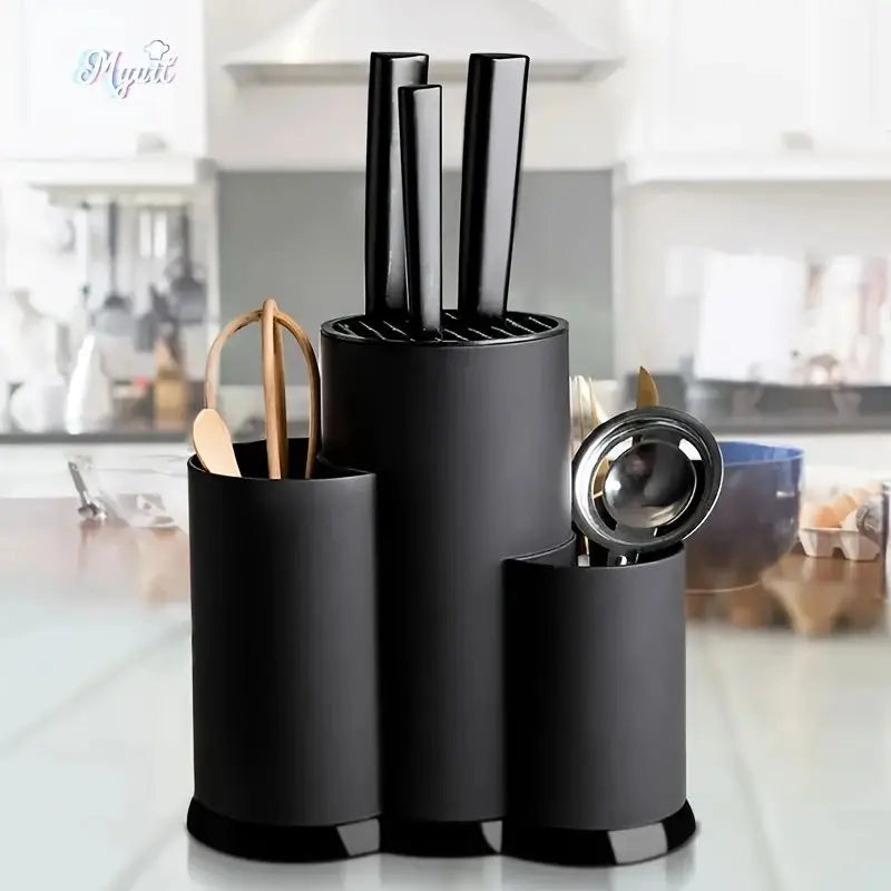 Three In One Universal Knife Holder Kitchen Rack Black