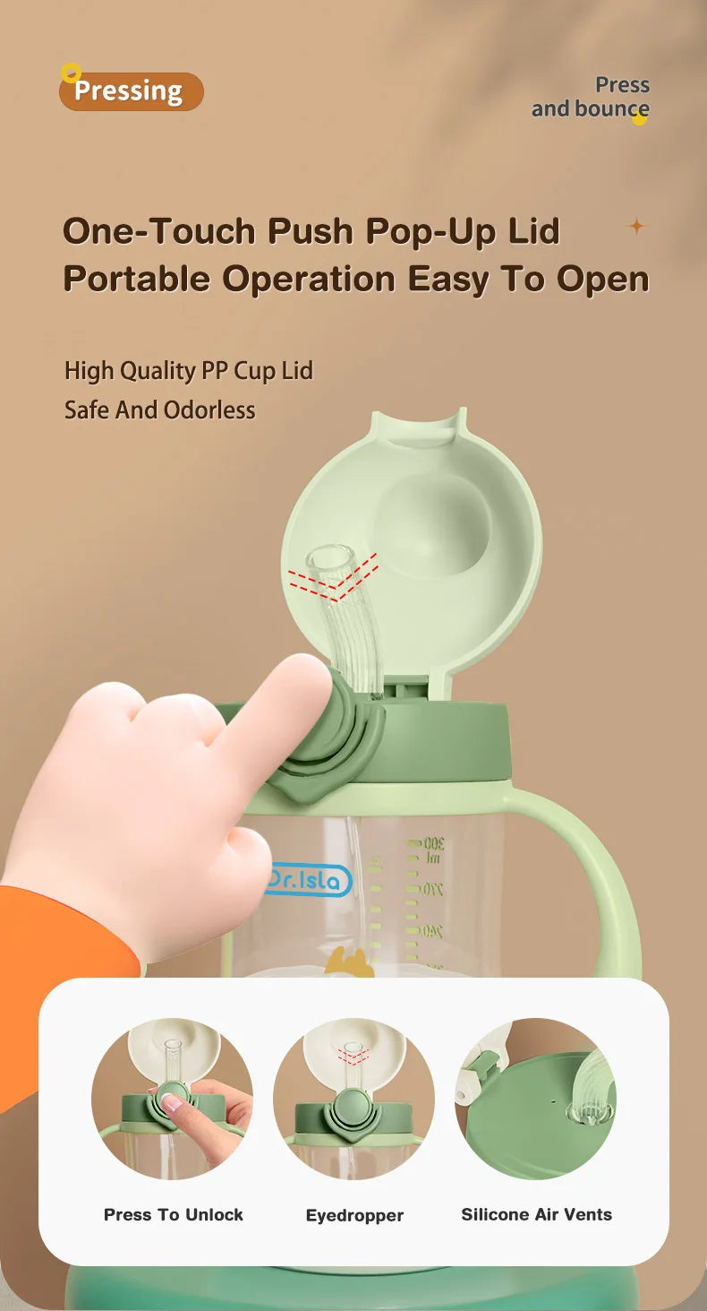 Portable Baby Water Bottle 300ml – Baby Feeding Cup with Straw