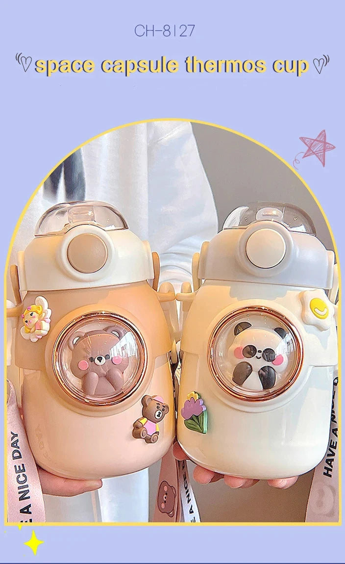 Thermos bottle-Thermal Insulated Bottle with build-n straw and strap