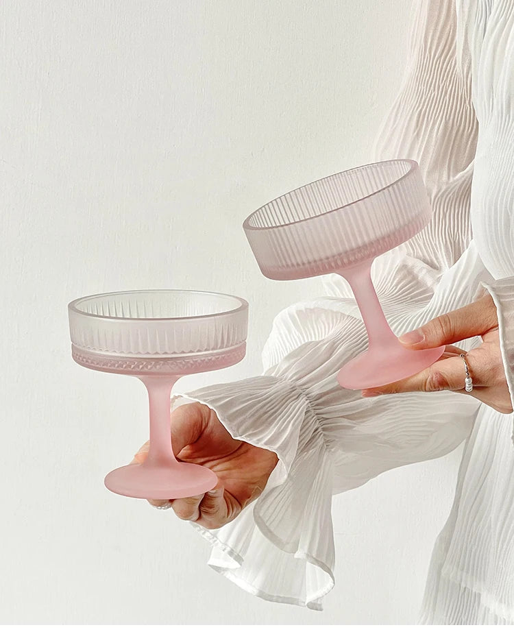 Premium Pink Frosted Highball Glass – Elegant Cocktail & Champagne Glass