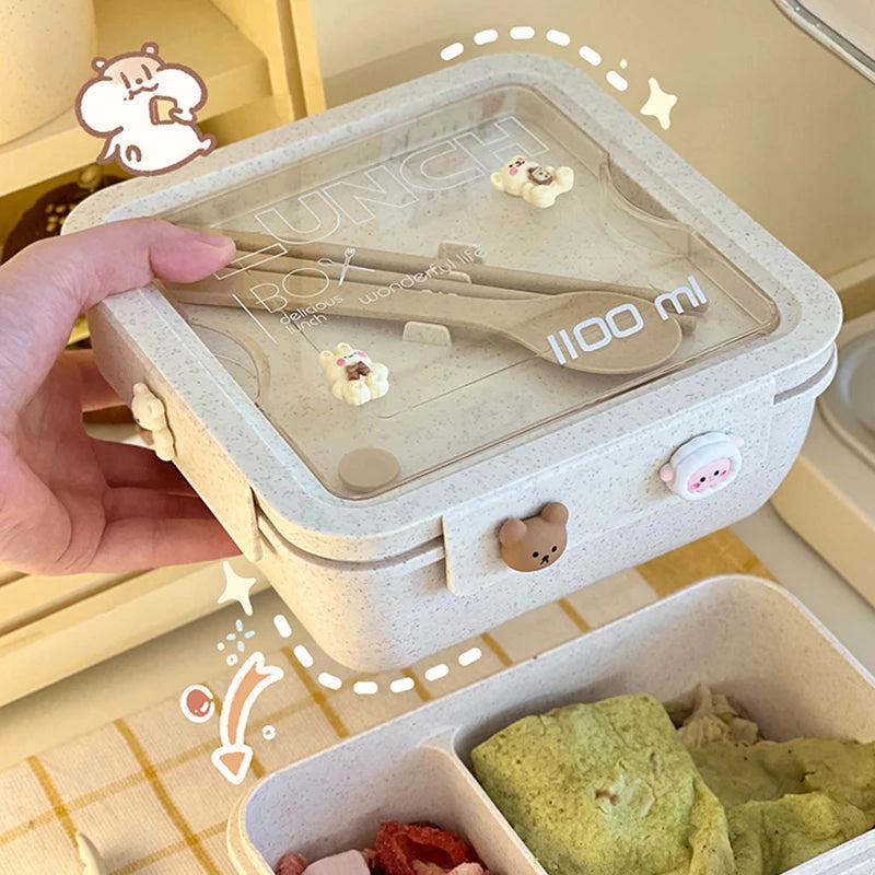 1100ML Lunch Box Bento Box With Spoon Chopsticks