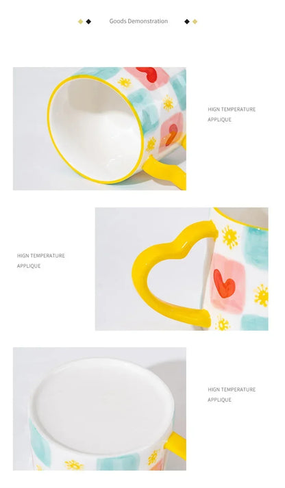 Cute Heart Shaped Ceramic Mug – 400ml