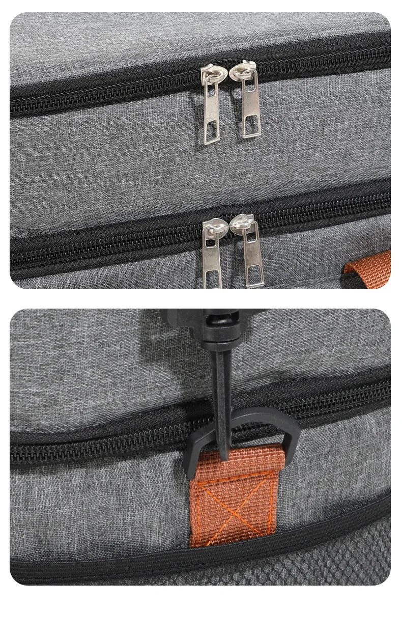 Double Layers Large Capacity Lunch Bag Thermal Insulation Picnic Bag With Shoulder Strap