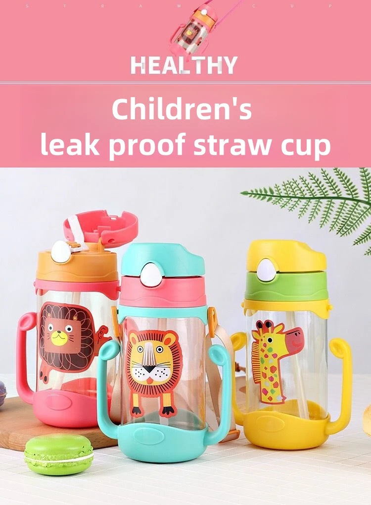 400ml Kids Water Sippy Cup – Portable Children’s Water Bottle with Straw & Handle