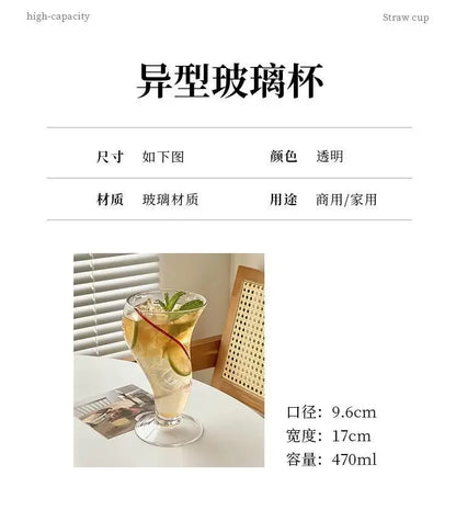 Premium Creative Design Glass Cup – 470ml Unique Drinkware
