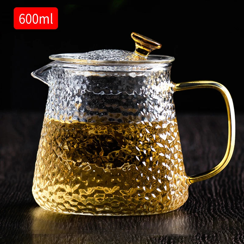 High-Quality Heat Resistant Glass Teapot – Borosilicate Glass with Colored Knob