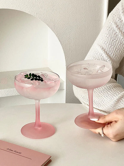 Pink Frosted Highball Glass – Elegant Cocktail & Champagne Glass