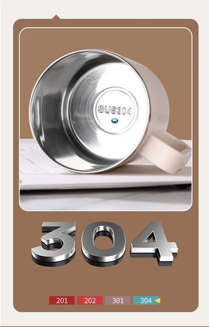 Double-Wall Thermal Coffee Cup With Strainer&Spoon Portable Leak Proof Coffee Mug