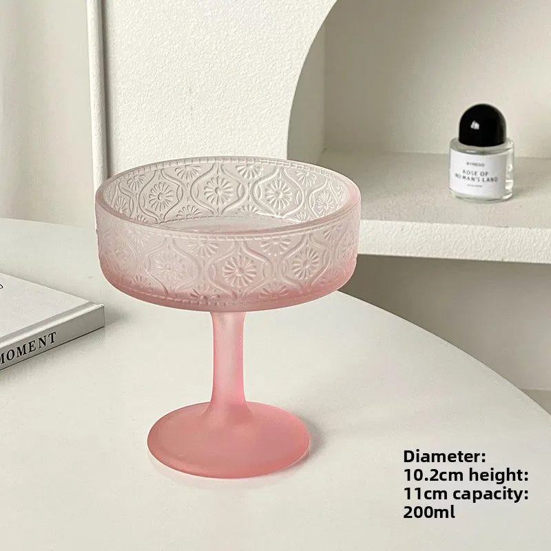 Premium Pink Frosted Highball Glass – Elegant Cocktail & Champagne Glass