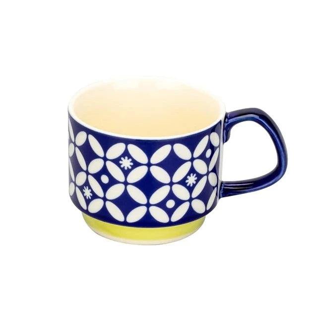 300ml Floral Geometric Retro Style Ceramic Coffee Mug