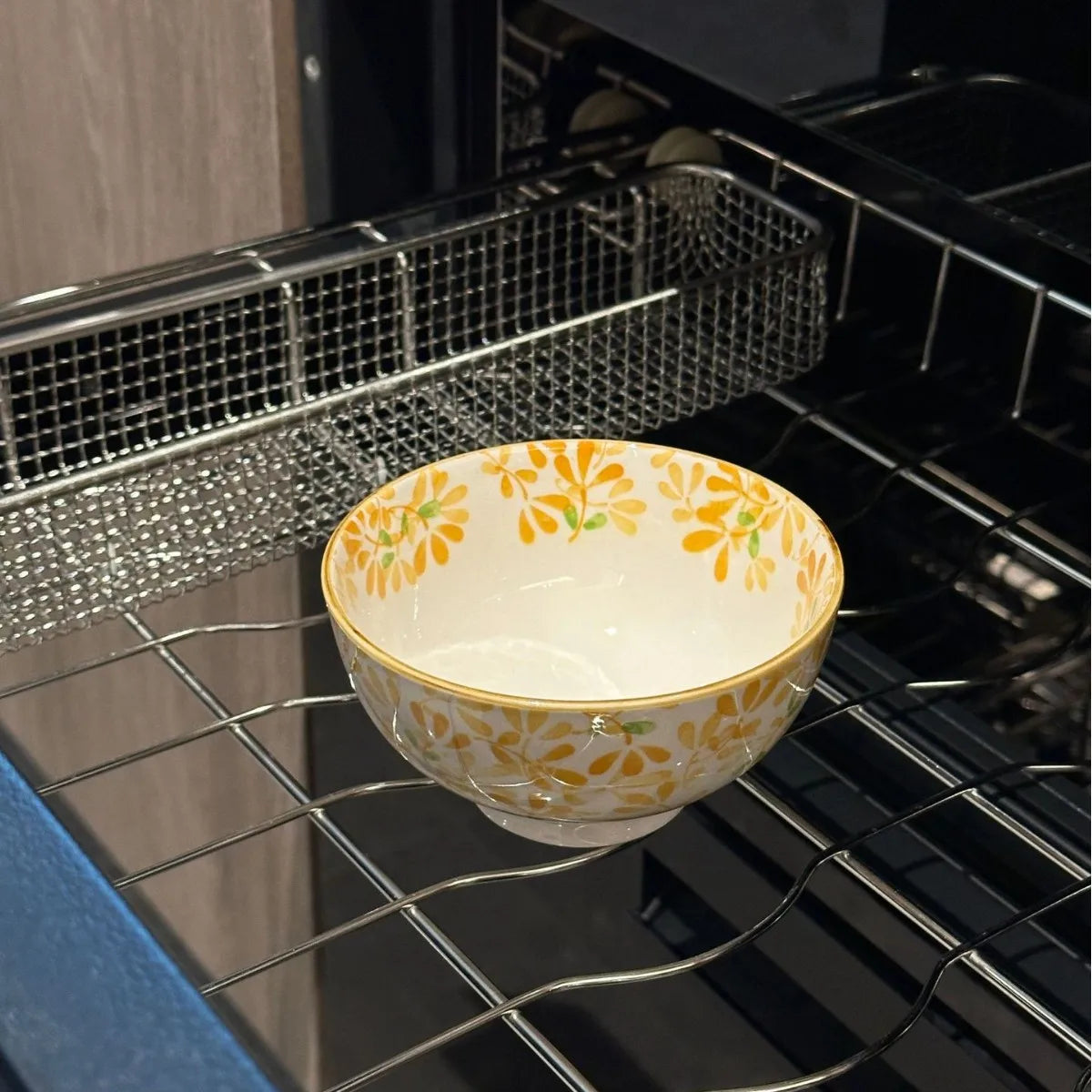Beautiful vintage floral Hand-Painted Ceramic Bowl with gold rim