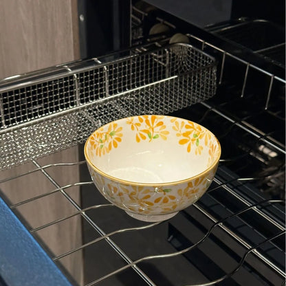 Beautiful vintage floral Hand-Painted Ceramic Bowl with gold rim