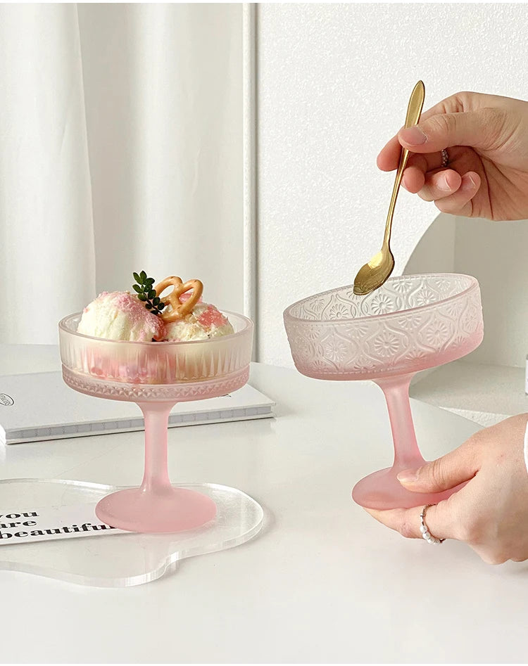 Premium Pink Frosted Highball Glass – Elegant Cocktail & Champagne Glass