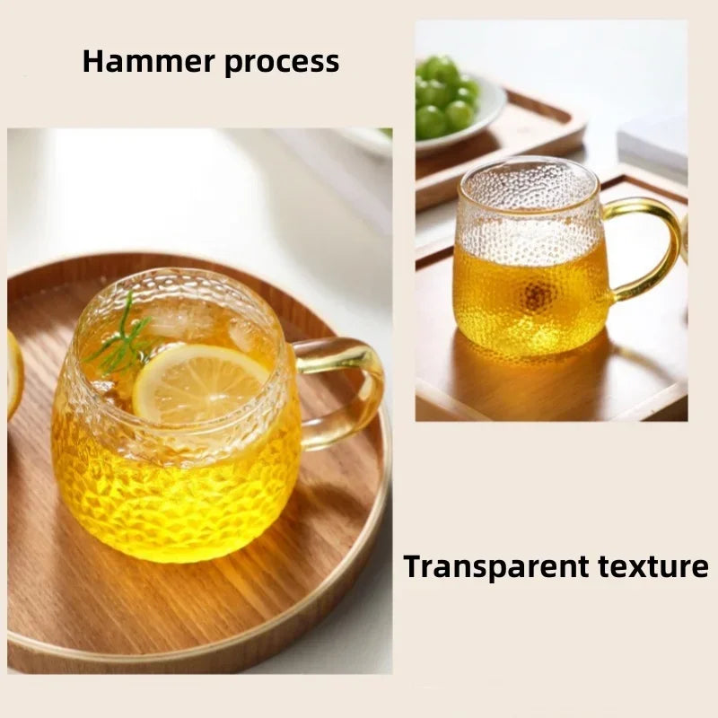 350ml / 400ml Hammer Pattern Coffee & Tea Cup – Heat Resistant Glass Mug