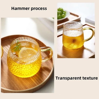 350ml / 400ml Hammer Pattern Coffee & Tea Cup – Heat Resistant Glass Mug