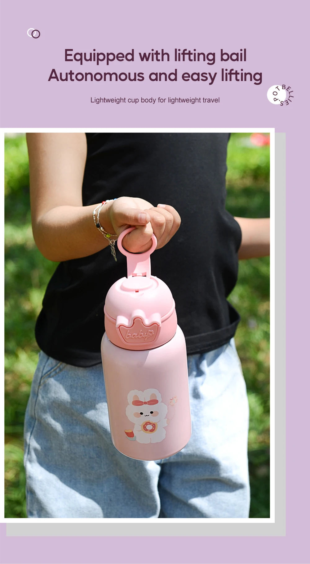 500ML Kids Thermos Bottle with Strap & Carry Bag