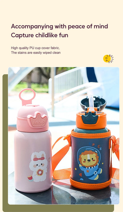 500ML Kids Thermos Bottle with Strap & Carry Bag