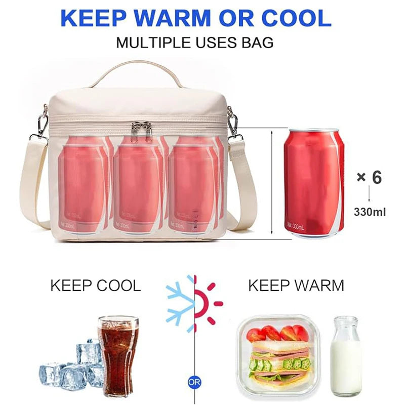 FREE SHIPPING! Insulated Lunch Bag With Shoulder Strap Portable Picnic Bag