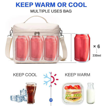 FREE SHIPPING! Insulated Lunch Bag With Shoulder Strap Portable Picnic Bag