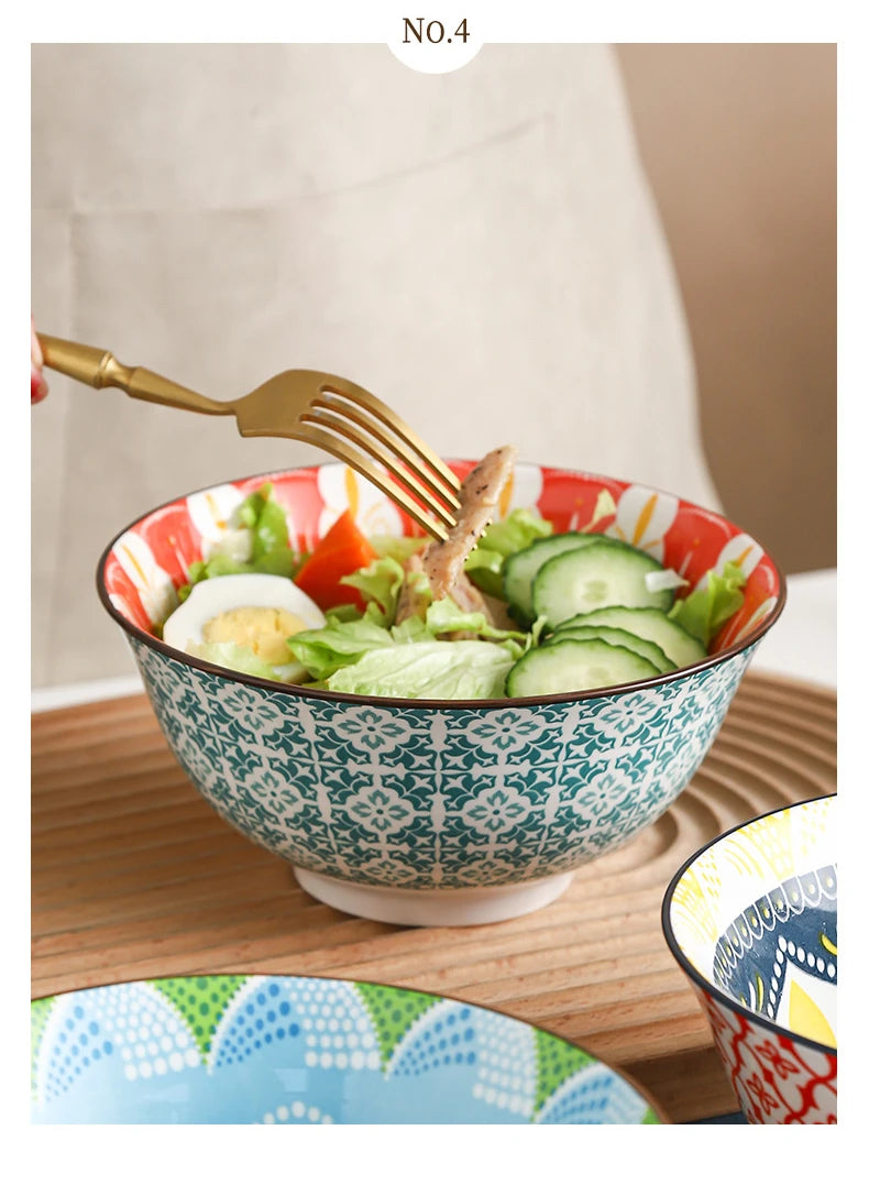 6.25-Inch Bohemian Ceramic Bowl – Unique design Soup & Salad Bowl