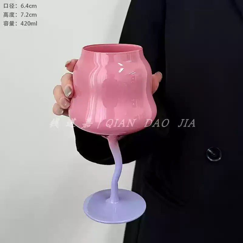 Cute & Creative Macaron Colored Glass – High-Footed Aesthetic cocktails glass  🌸✨