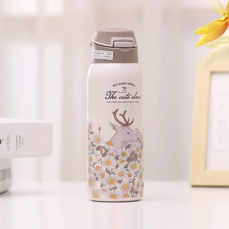 Cute printed Kids Insulated water bottle with straw