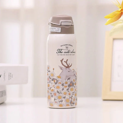 Cute printed Kids Insulated water bottle with straw