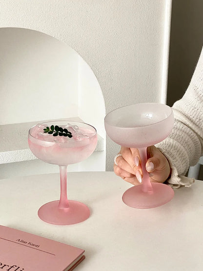 Pink Frosted Highball Glass – Elegant Cocktail & Champagne Glass