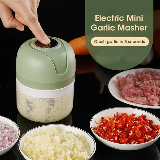 250ml Garlic Masher Crusher Electric Kitchen Food Chopper USB Portable